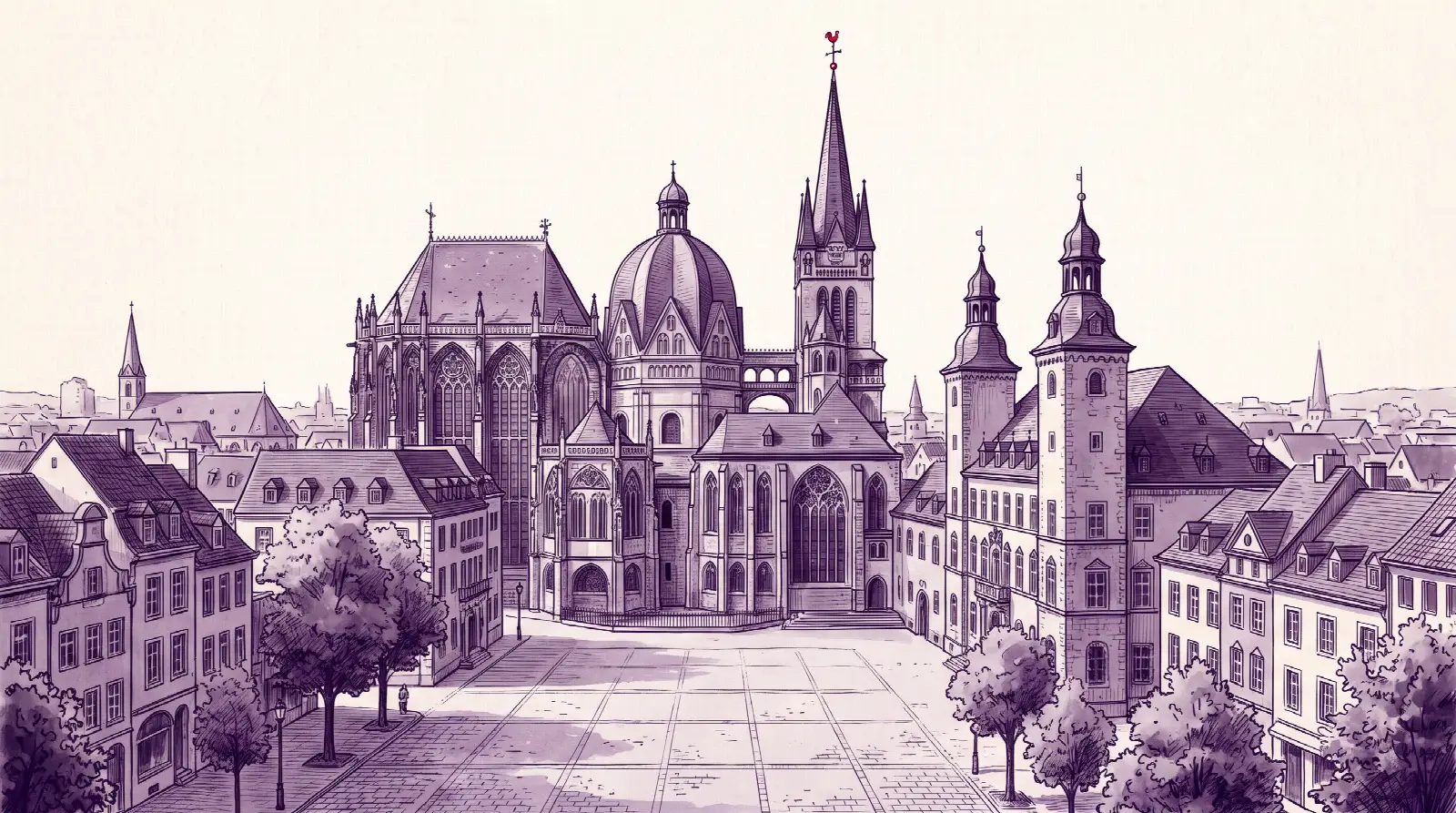 Aachen mit dem Aachener Dom – implec IT-Dienstleister in der Region