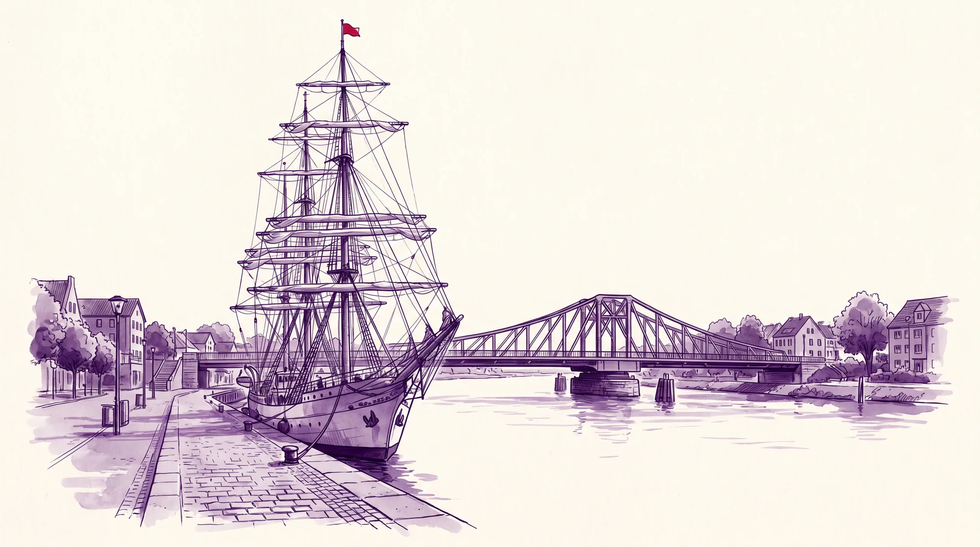 Elsfleth mit Segelschiff an der Weser — implec IT-Dienstleister in der Region