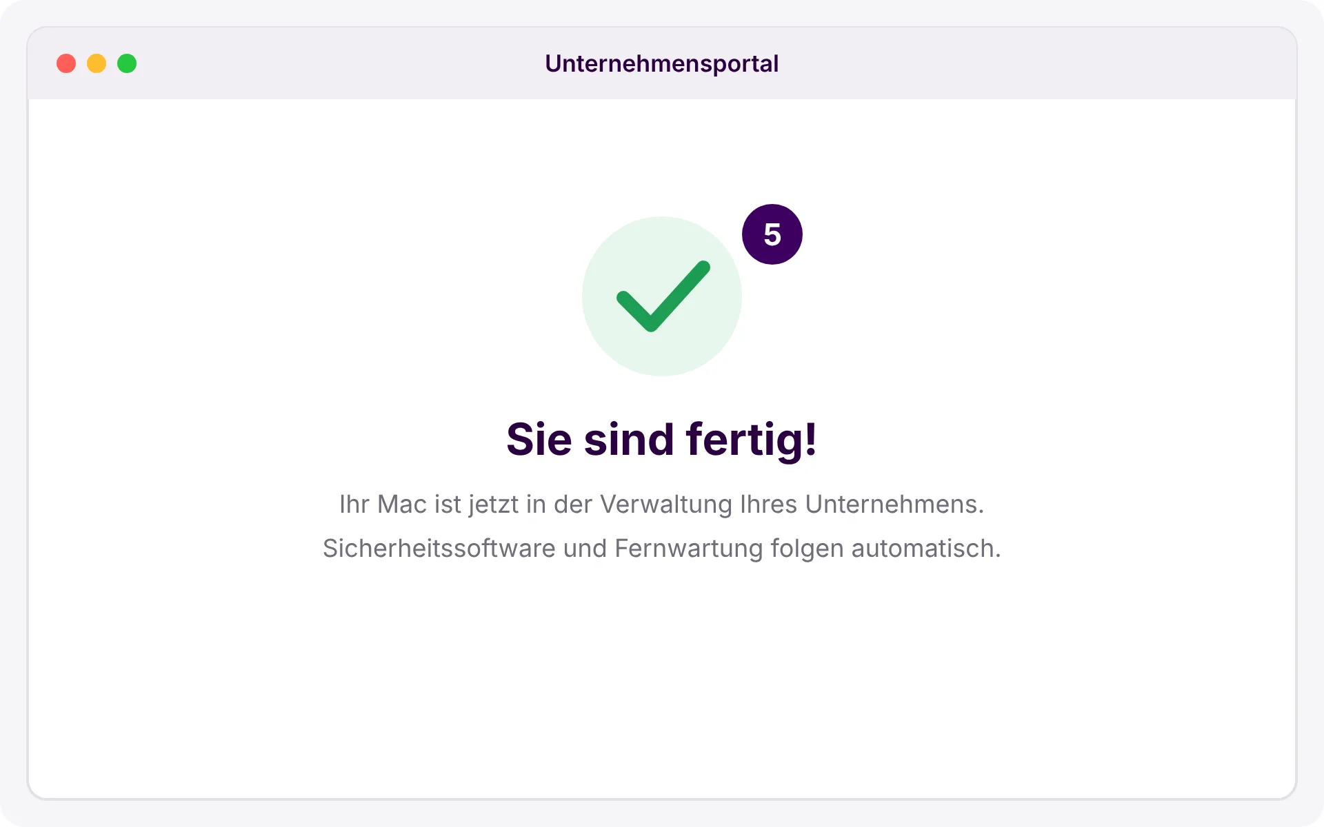 Unternehmensportal meldet: Sie sind fertig