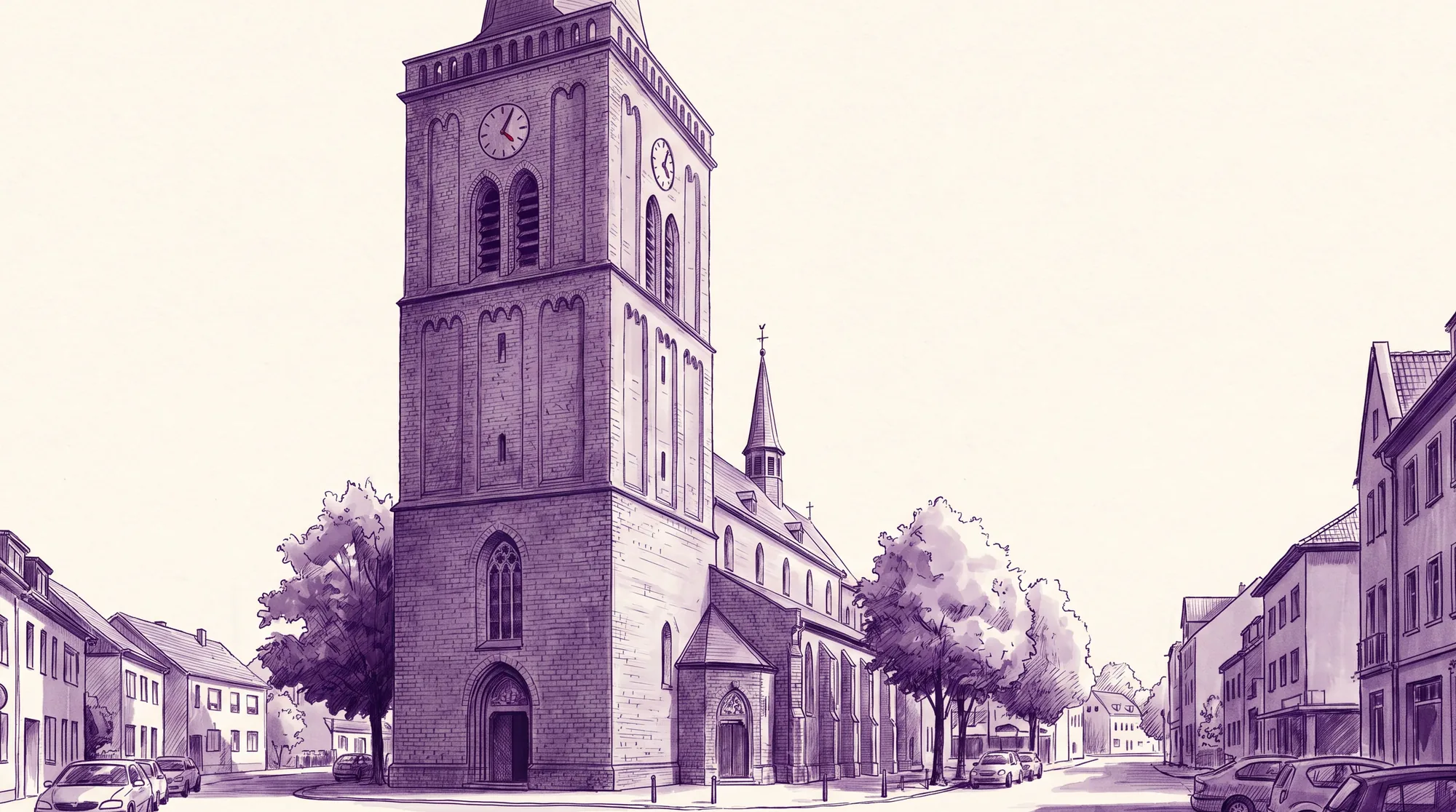 Korschenbroich mit Kirche St. Andreas — implec IT-Dienstleister in der Region